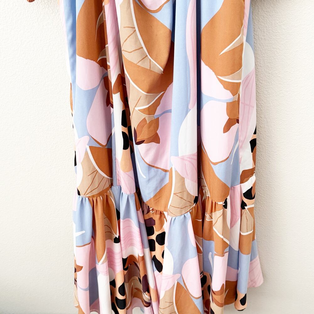 HUTCH x ANTHROPOLOGIE | Bloom Wrap Maxi Dress Ruffle Lace-up Back Abstract | XL - Picture 9 of 9